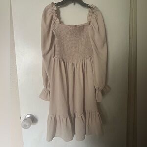 Cream Long Sleeve Dress